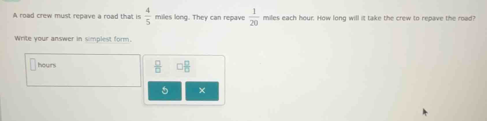 a road crew must repave a road that is \\(\\frac{4}{5}\\) miles long. t…