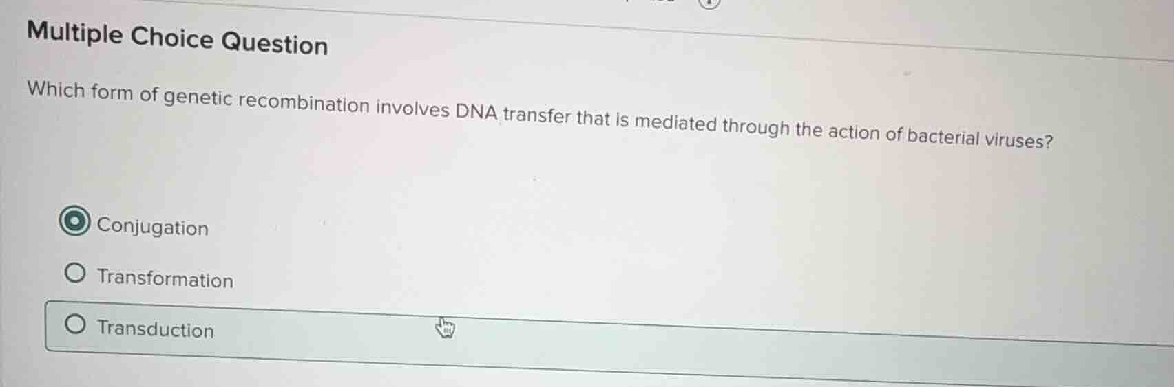 multiple choice question which form of genetic recombination involves d…