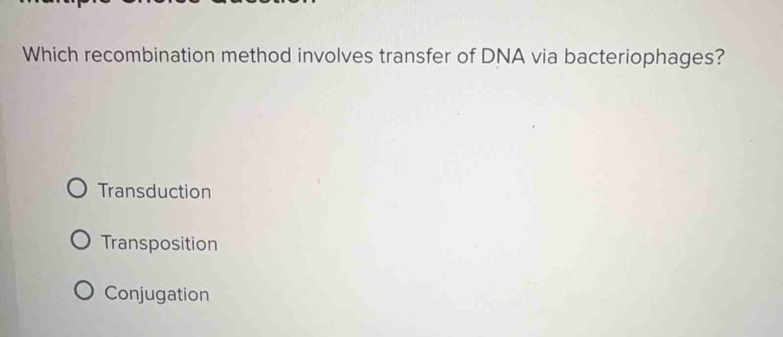 which recombination method involves transfer of dna via bacteriophages?…