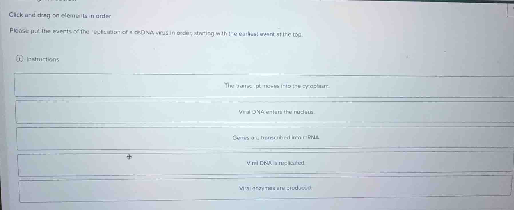 click and drag on elements in order please put the events of the replic…