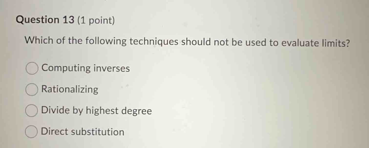 question 13 (1 point) which of the following techniques should not be u…