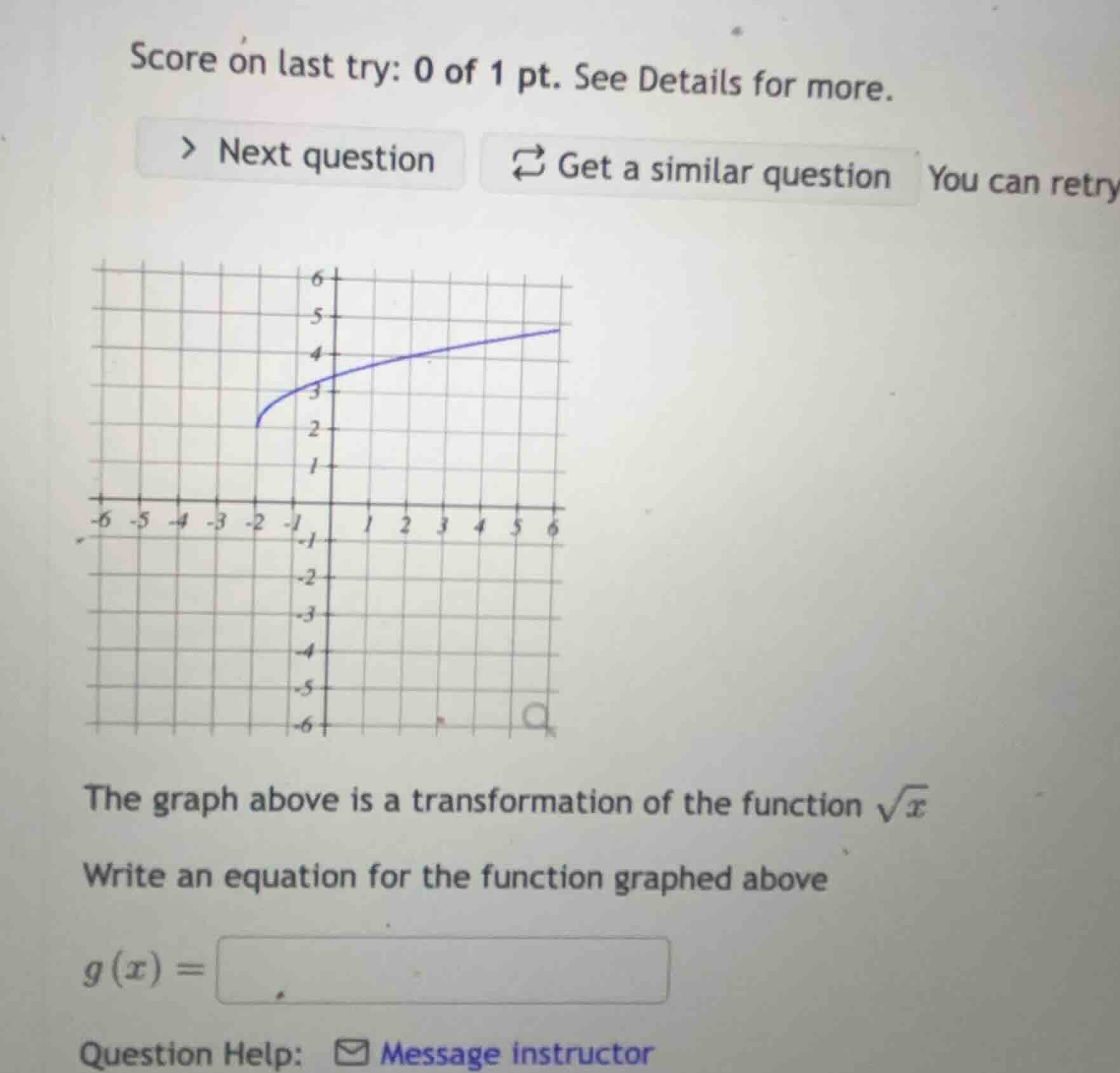 the graph above is a transformation of the function \\(\\sqrt{x}\\) wri…