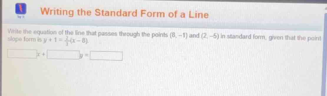 writing the standard form of a line write the equation of the line that…