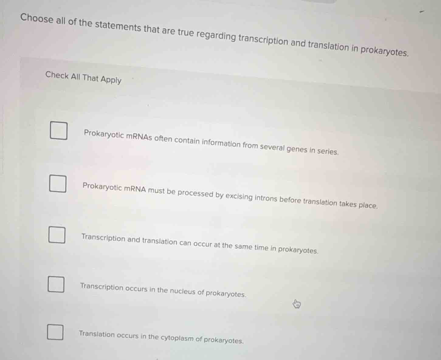choose all of the statements that are true regarding transcription and …