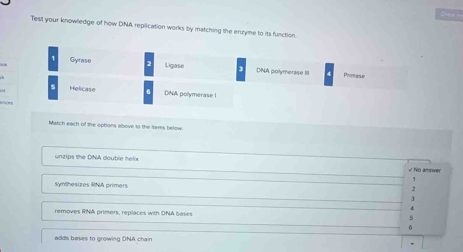 test your knowledge of how dna replication works by matching the enzyme…