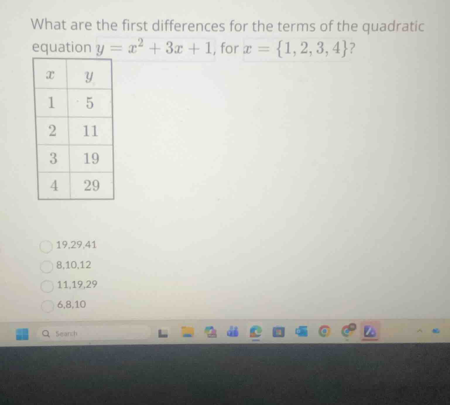 what are the first differences for the terms of the quadratic equation …