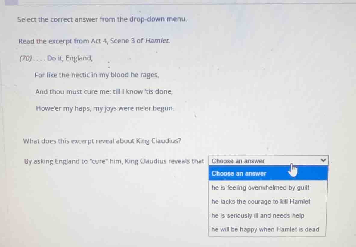 select the correct answer from the drop-down menu. read the excerpt fro…