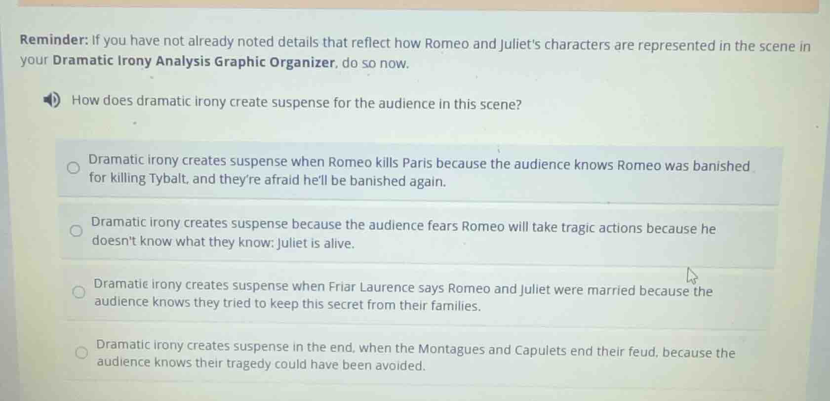 reminder: if you have not already noted details that reflect how romeo …