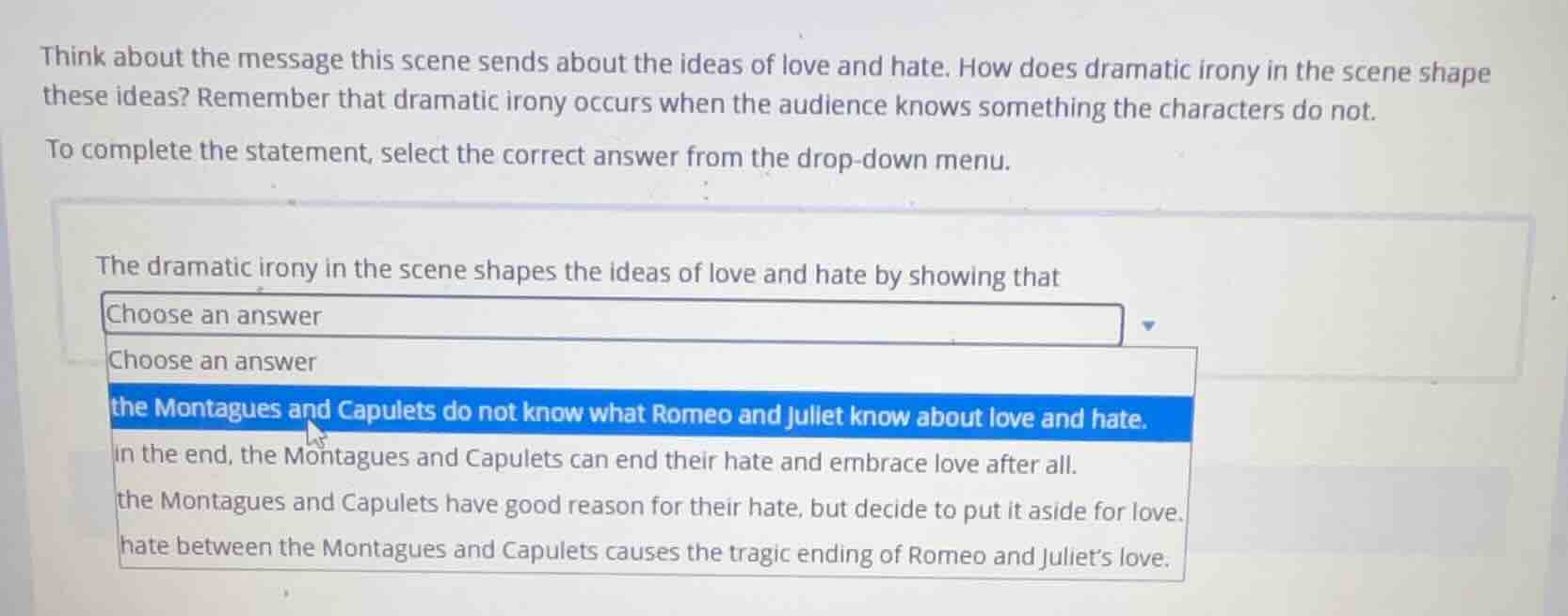think about the message this scene sends about the ideas of love and ha…