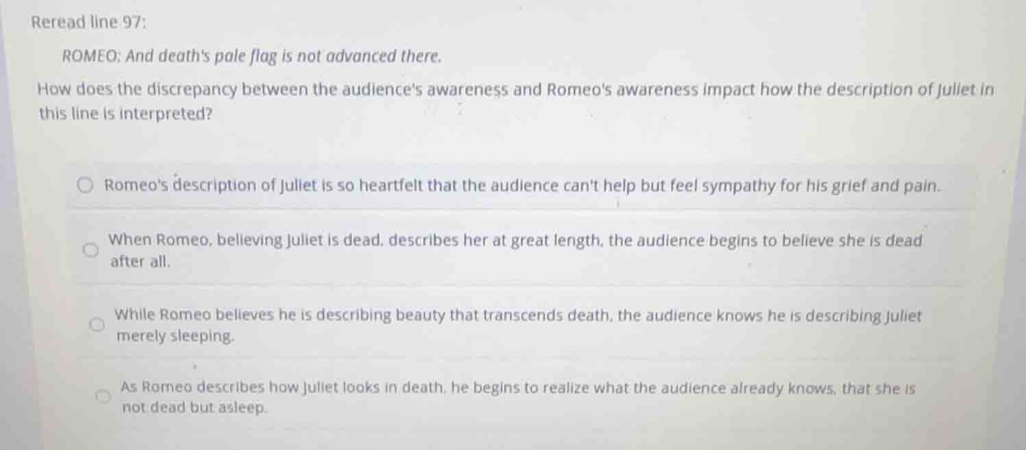 reread line 97: romeo: and deaths pale flag is not advanced there. how …