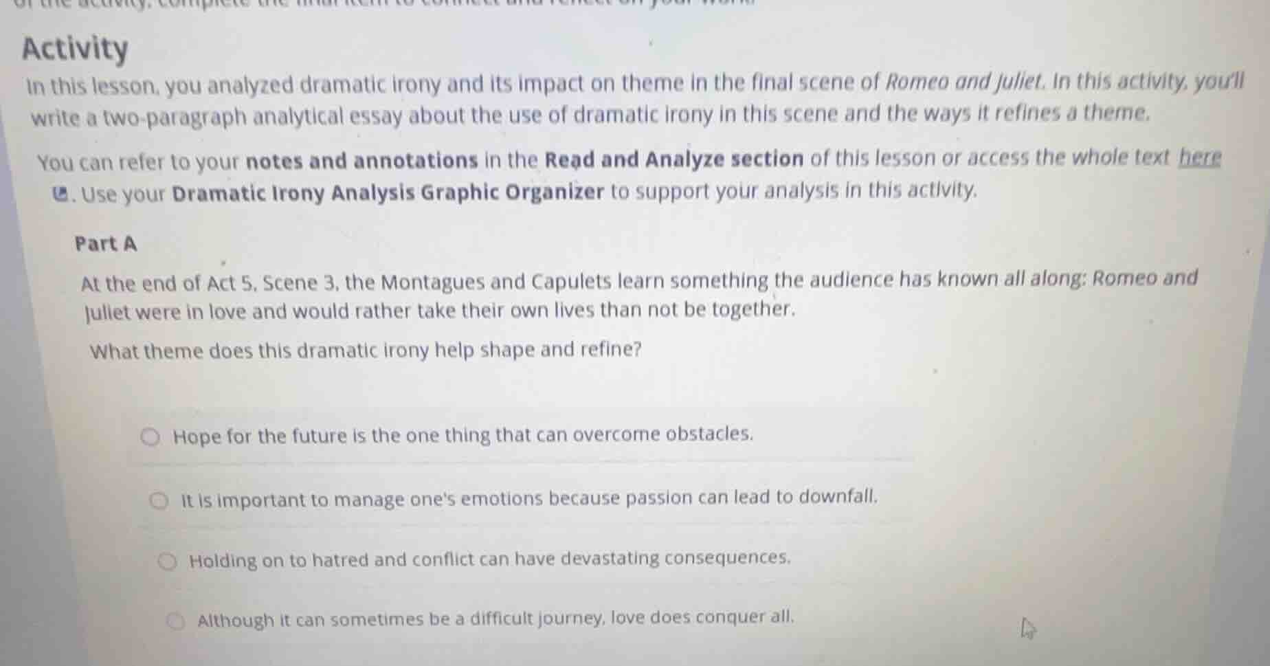 activity in this lesson, you analyzed dramatic irony and its impact on …