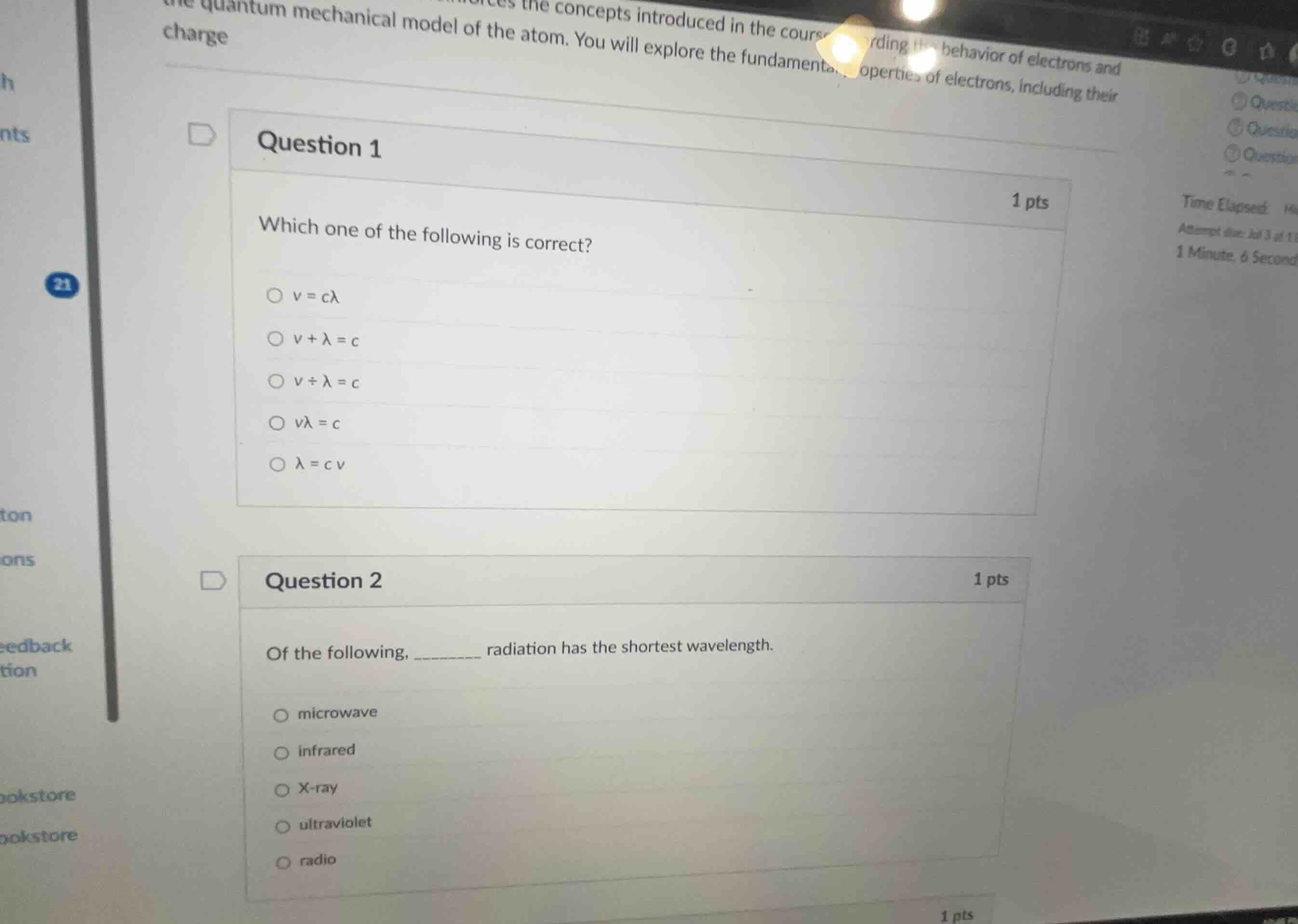 question 1 which one of the following is correct? \\(\ u = c\\lambda\\)…