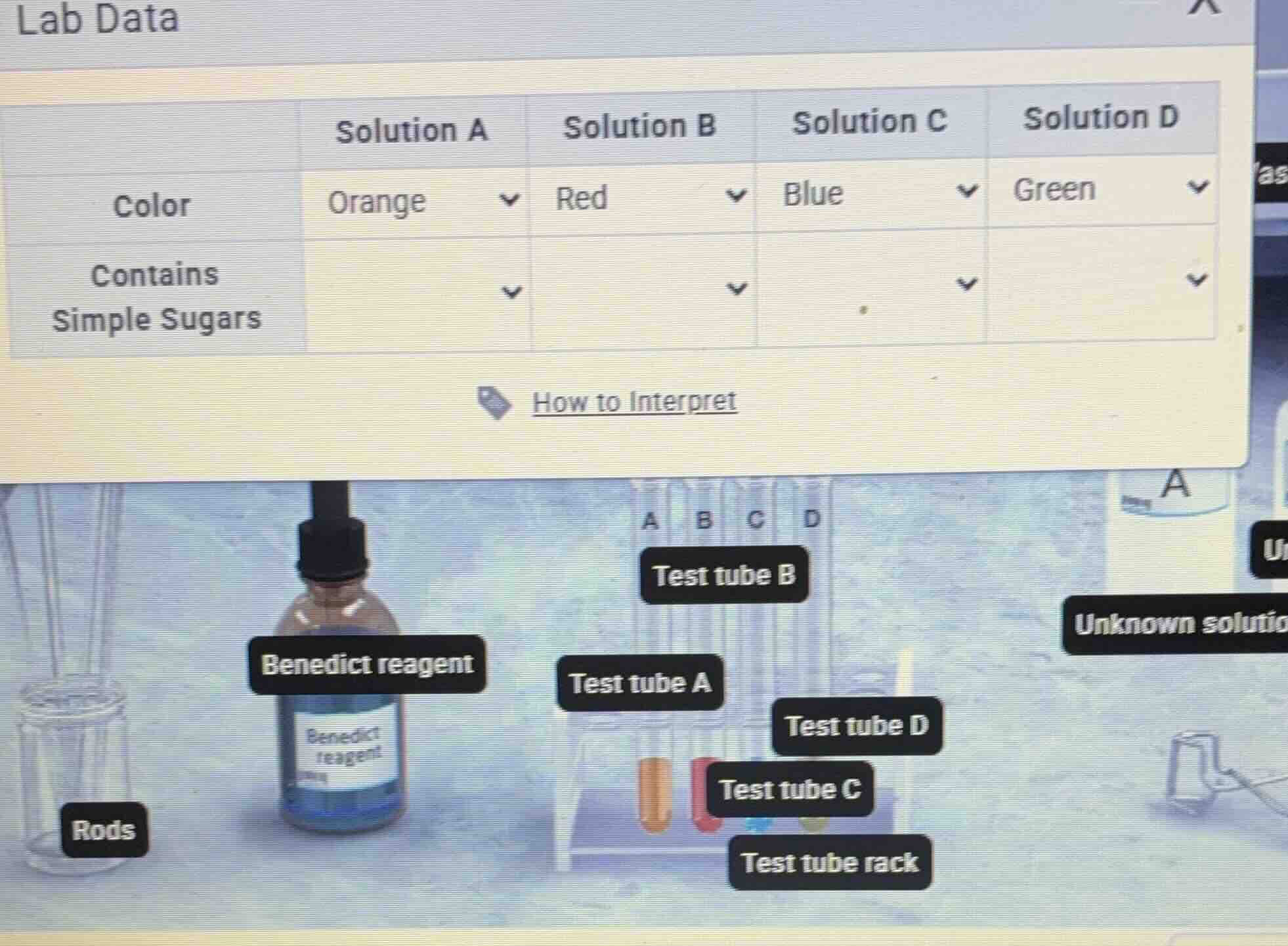 lab data | | solution a | solution b | solution c | solution d | |---|-…