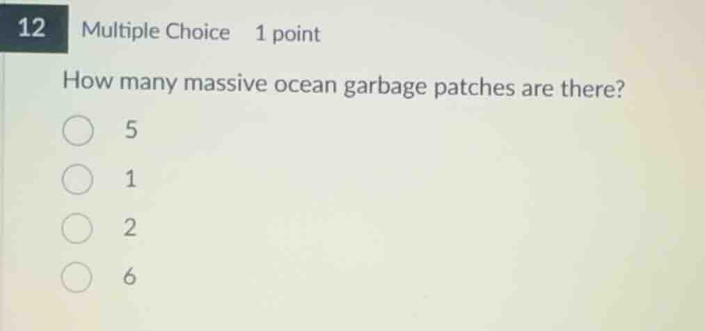 how many massive ocean garbage patches are there? 5 1 2 6