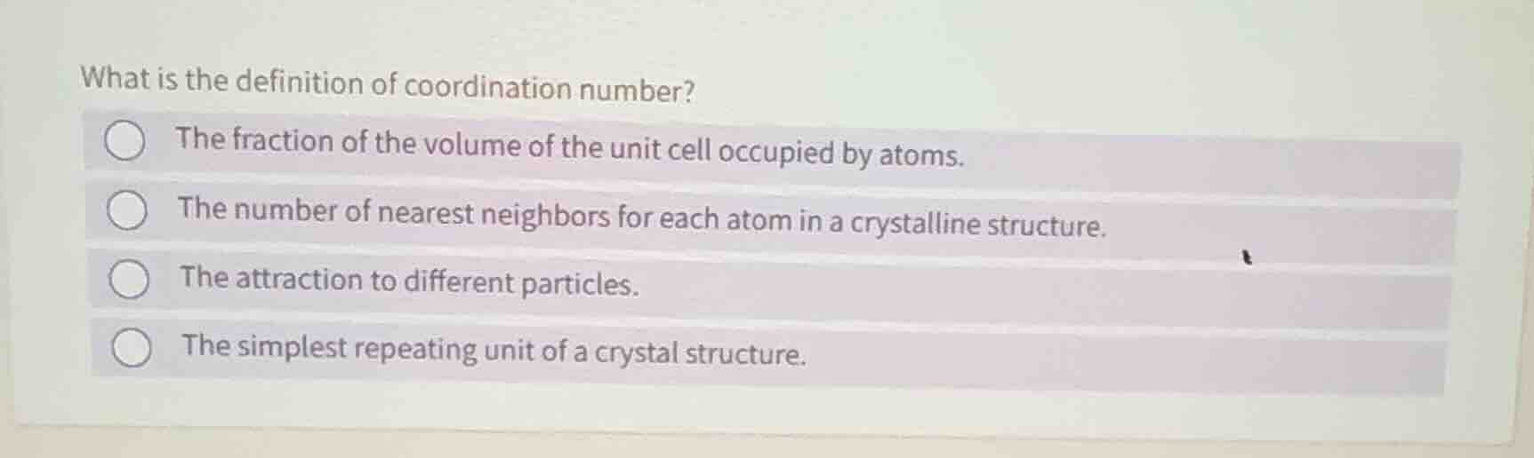 what is the definition of coordination number? the fraction of the volu…