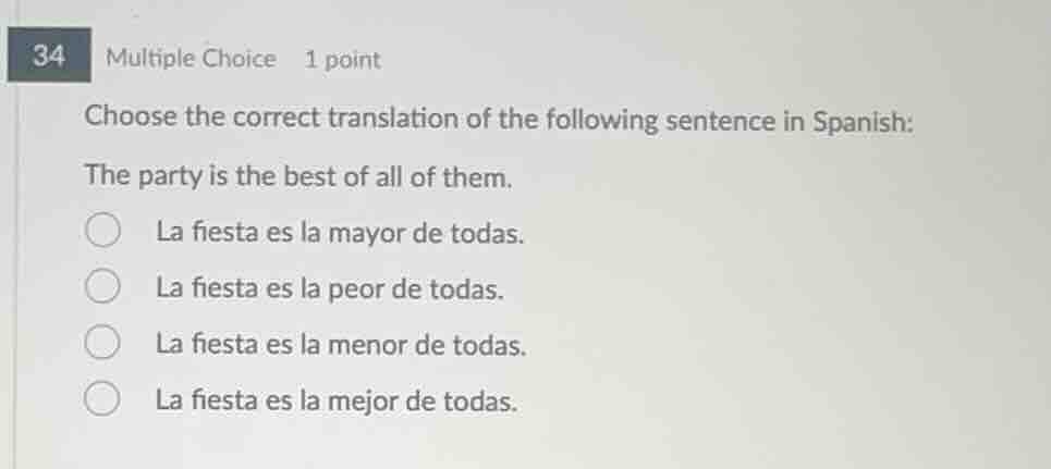 choose the correct translation of the following sentence in spanish: th…