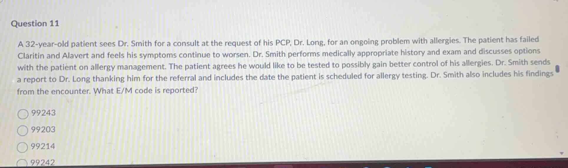 question 11 a 32-year-old patient sees dr. smith for a consult at the r…