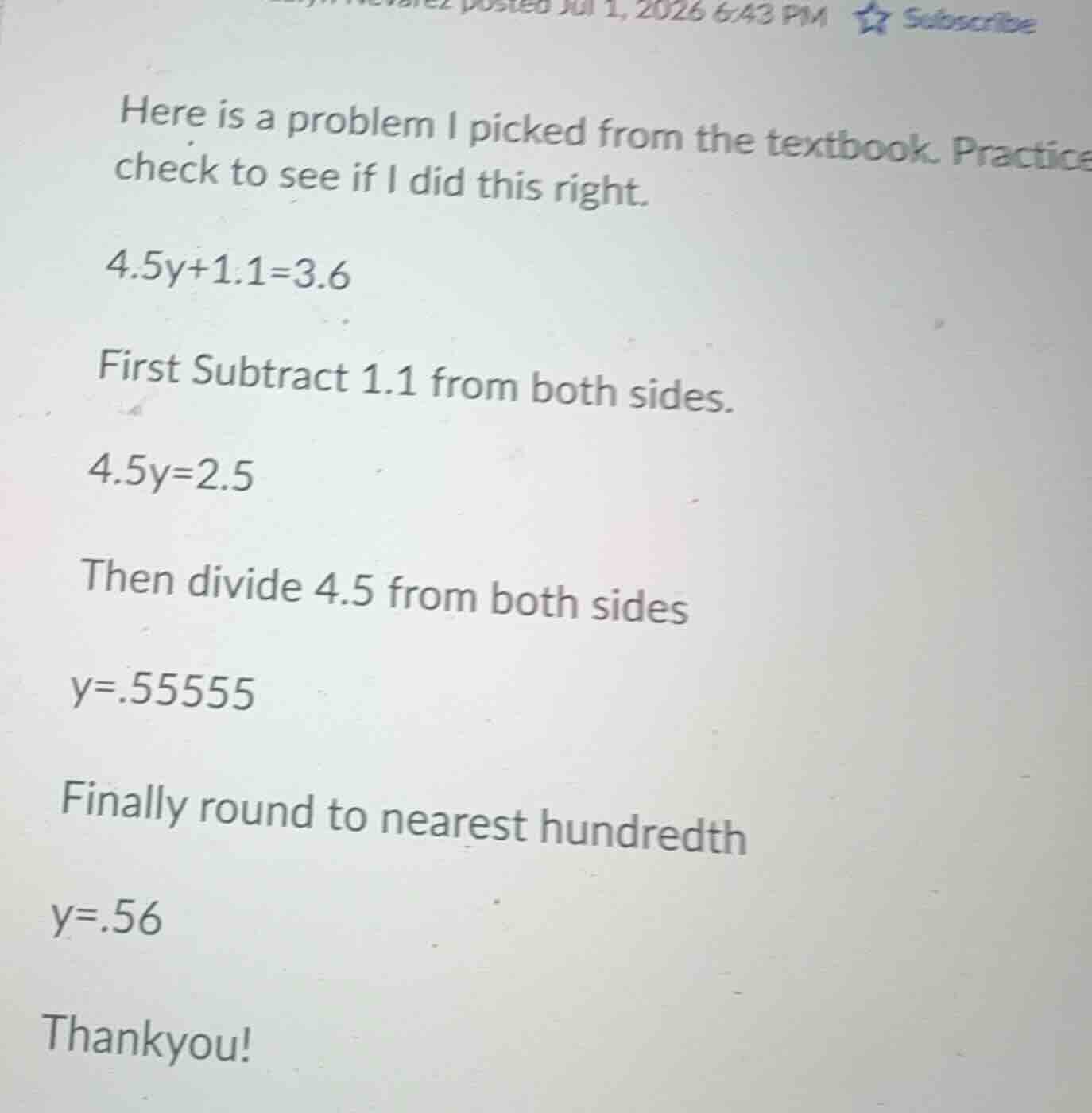 here is a problem i picked from the textbook. practice check to see if …