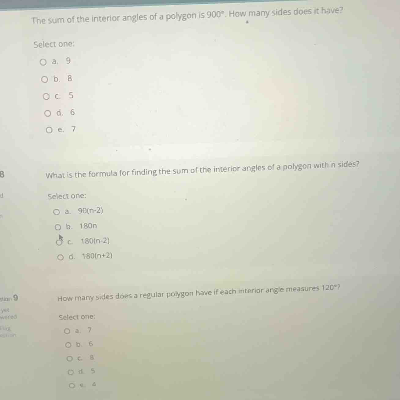 the sum of the interior angles of a polygon is 900^{\\circ}. how many s…