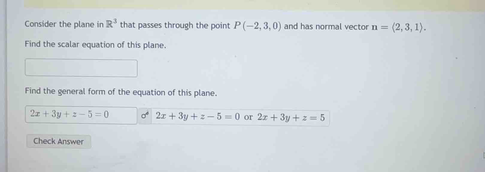 consider the plane in \\(\\mathbb{r}^3\\) that passes through the point…