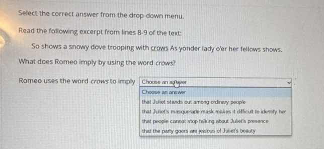 select the correct answer from the drop-down menu. read the following e…