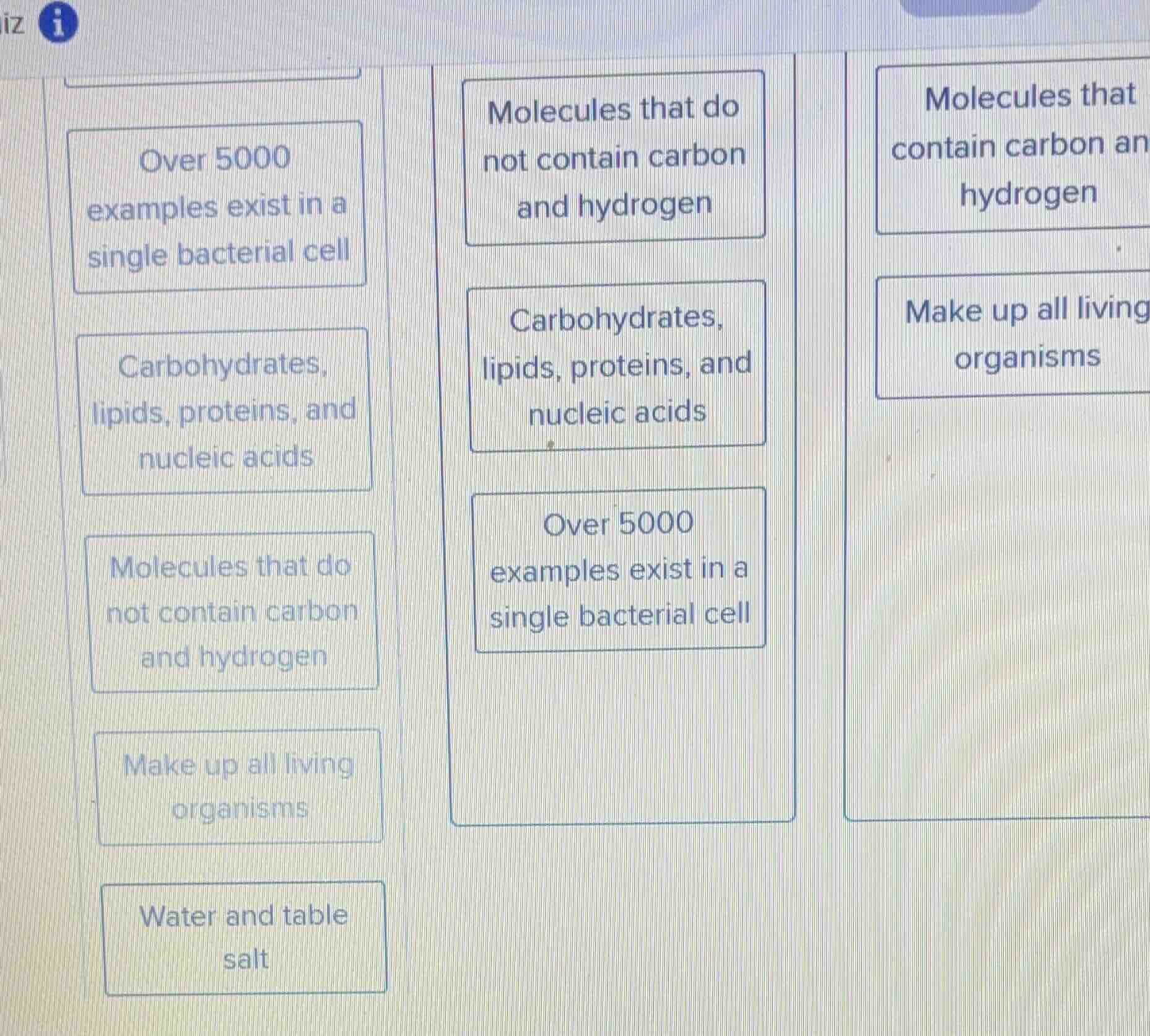 over 5000 examples exist in a single bacterial cell carbohydrates, lipi…