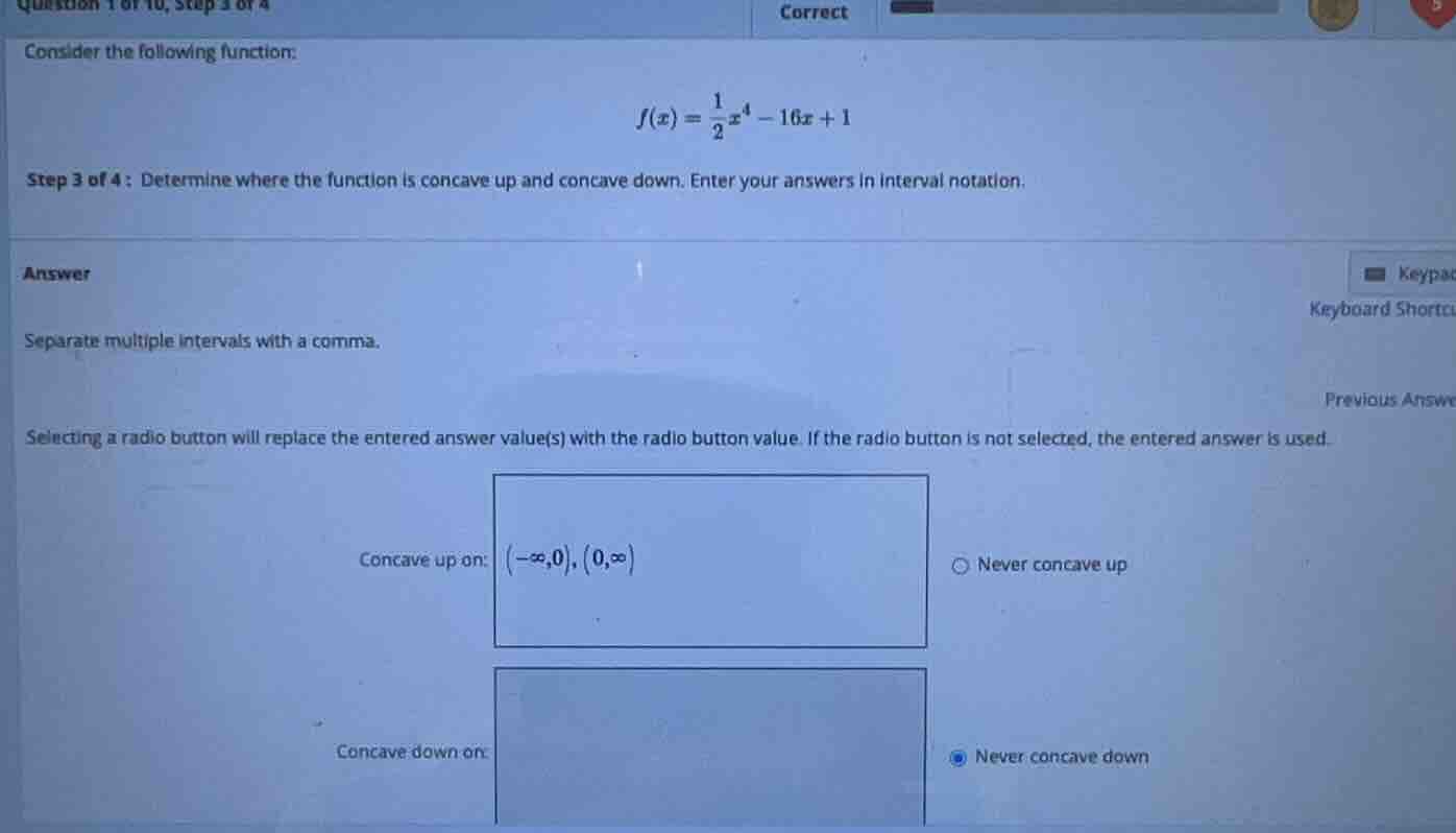 consider the following function: \\f(x) = \\frac{1}{2}x^4 - 16x + 1\\ s…