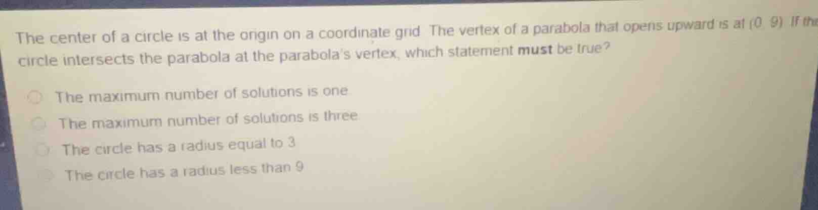 the center of a circle is at the origin on a coordinate grid. the verte…