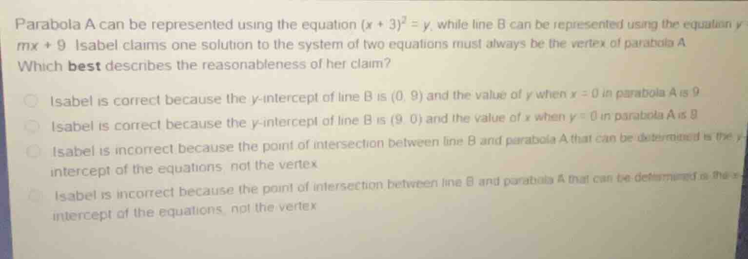 parabola a can be represented using the equation \\((x + 3)^2 = y\\), w…
