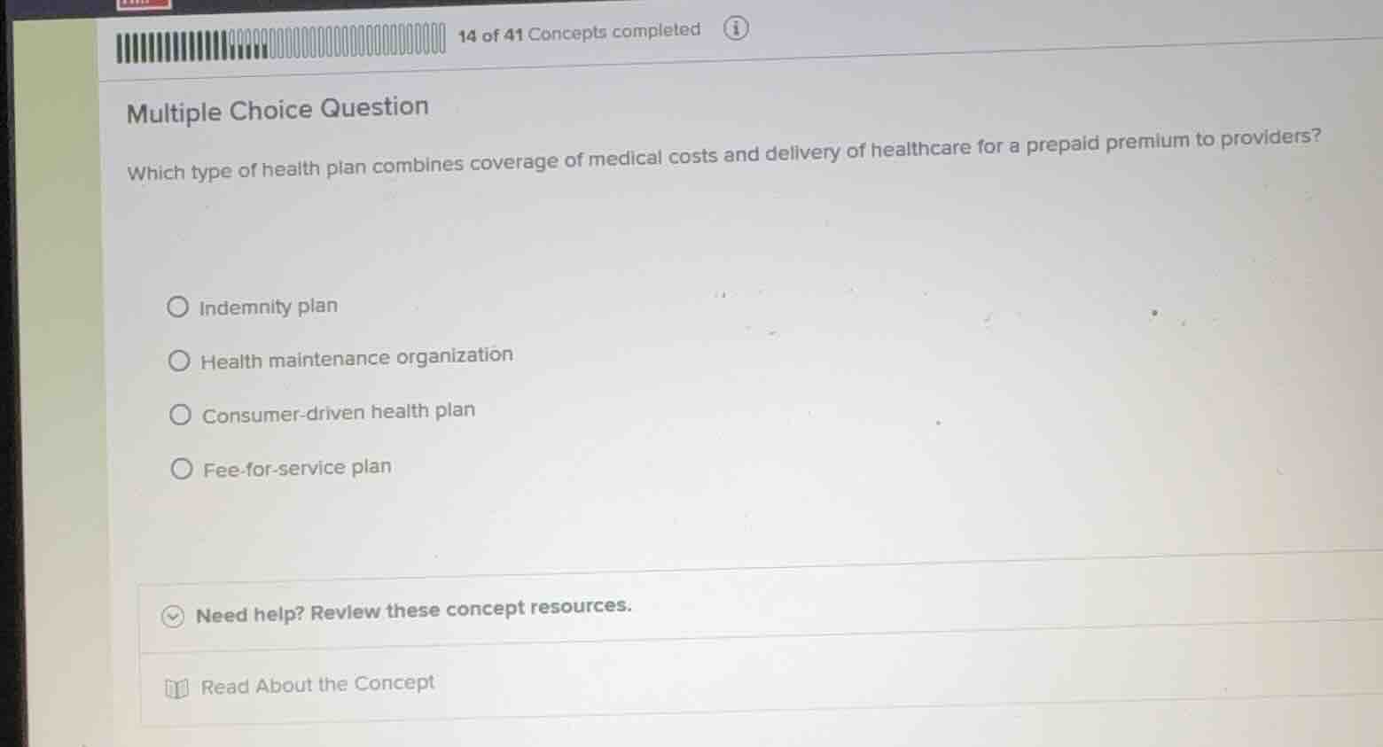 multiple choice question which type of health plan combines coverage of…