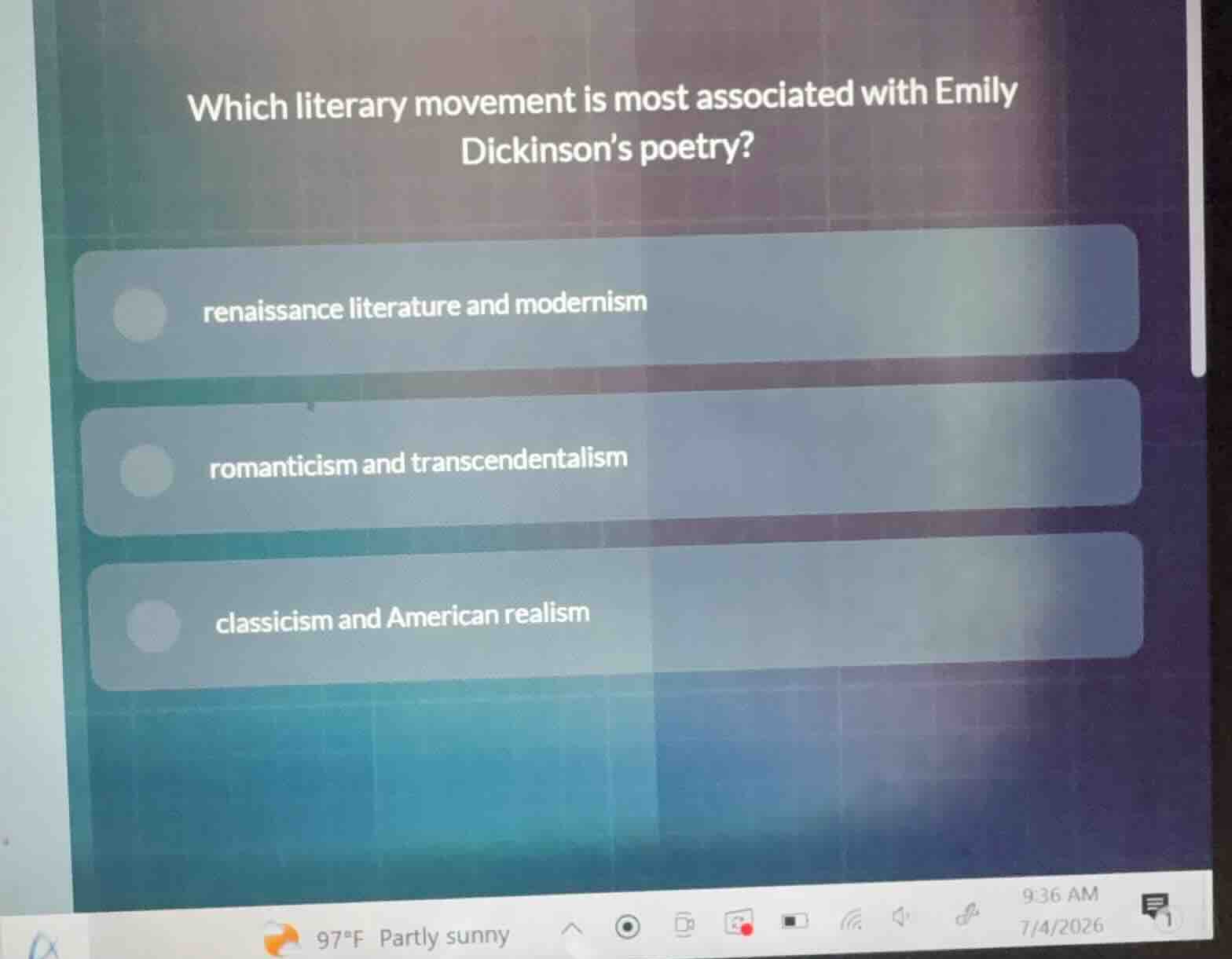which literary movement is most associated with emily dickinsons poetry…