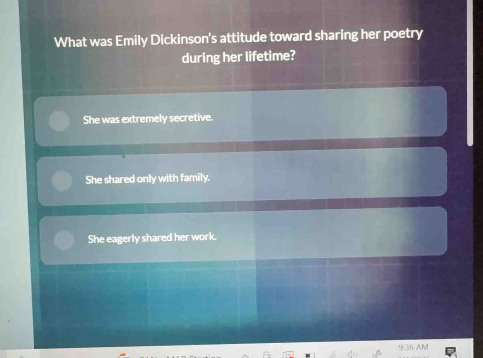 what was emily dickinsons attitude toward sharing her poetry during her…