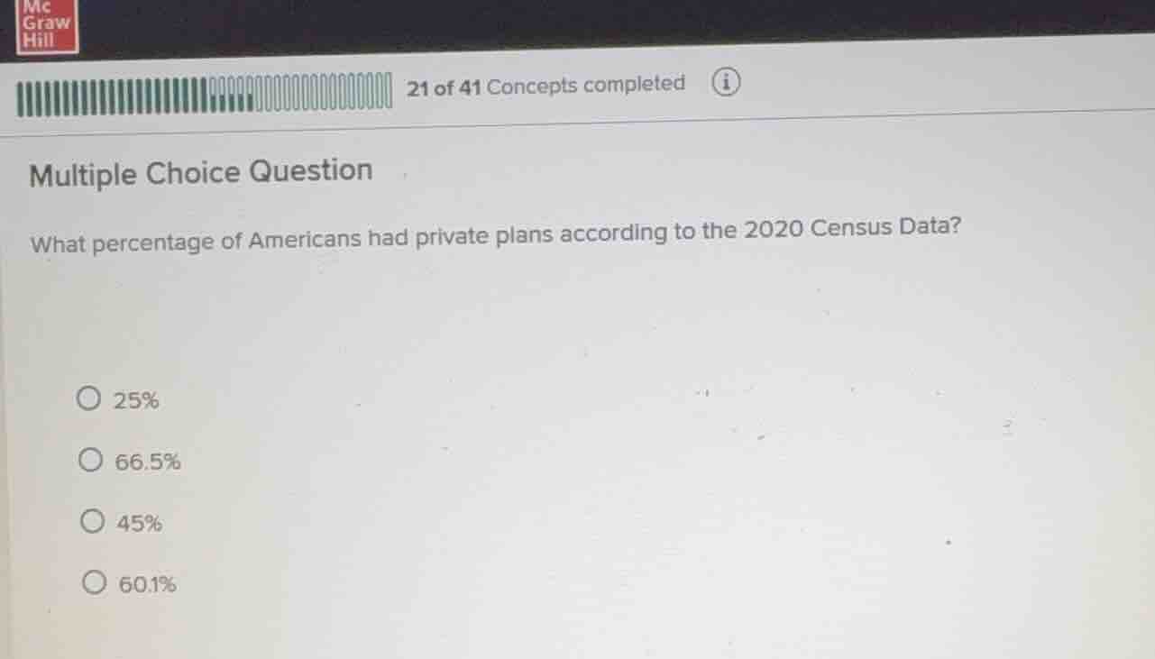 multiple choice question what percentage of americans had private plans…
