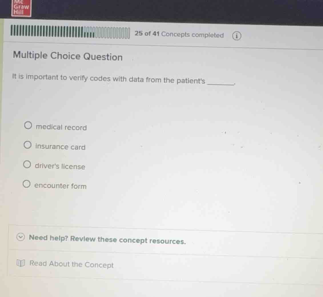 multiple choice question it is important to verify codes with data from…