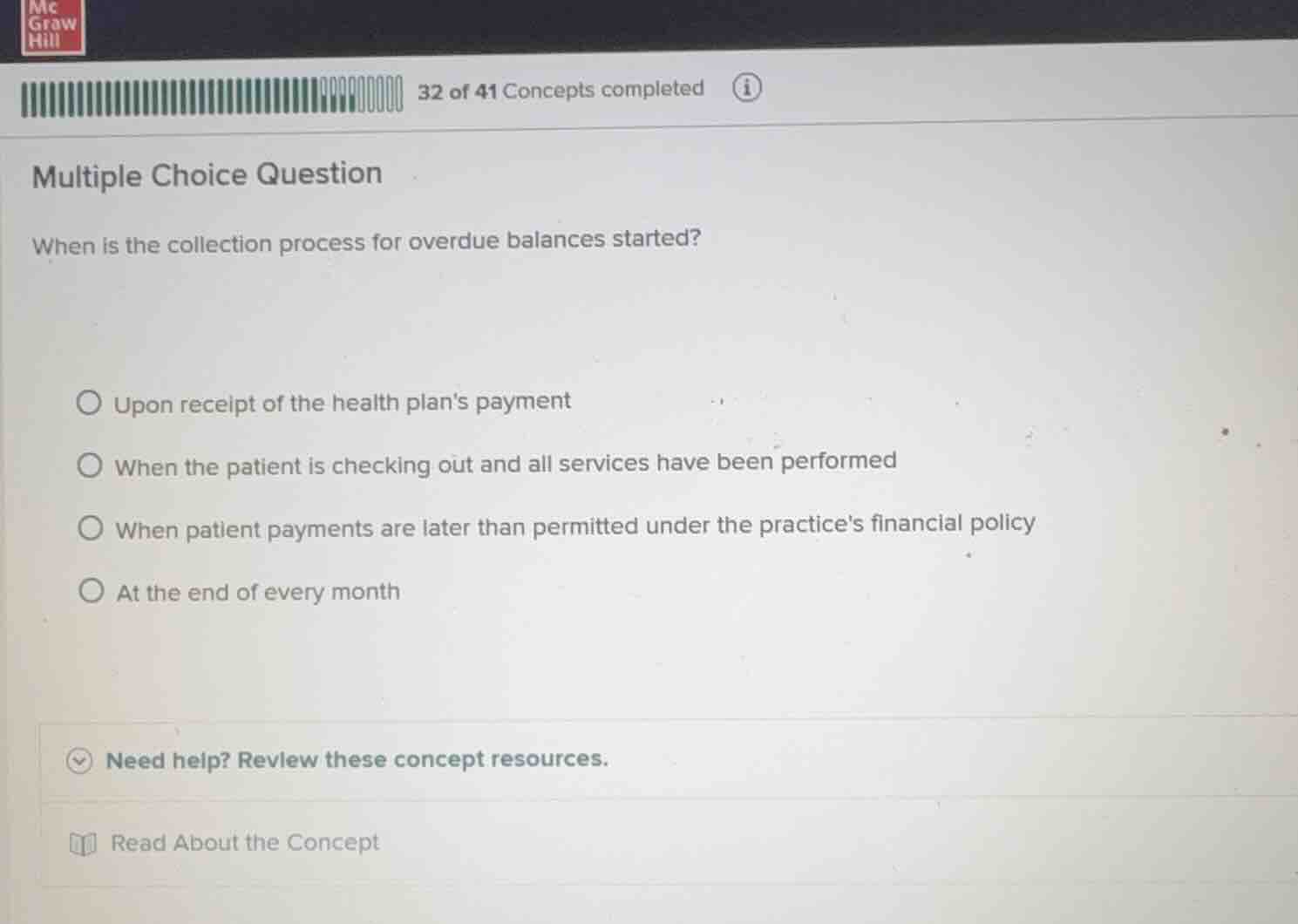 multiple choice question when is the collection process for overdue bal…