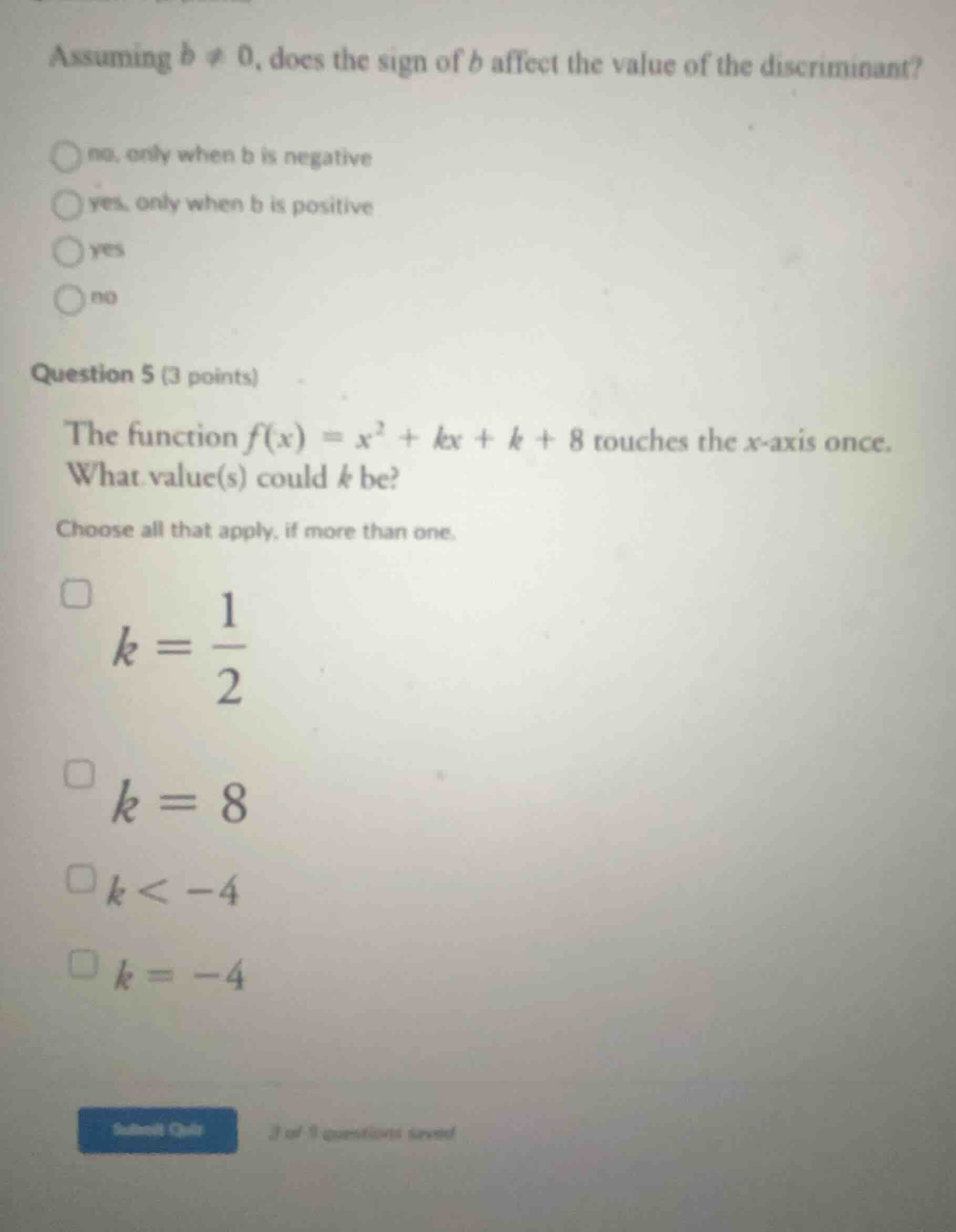 assuming \\(b \ eq 0\\), does the sign of \\(b\\) affect the value of t…