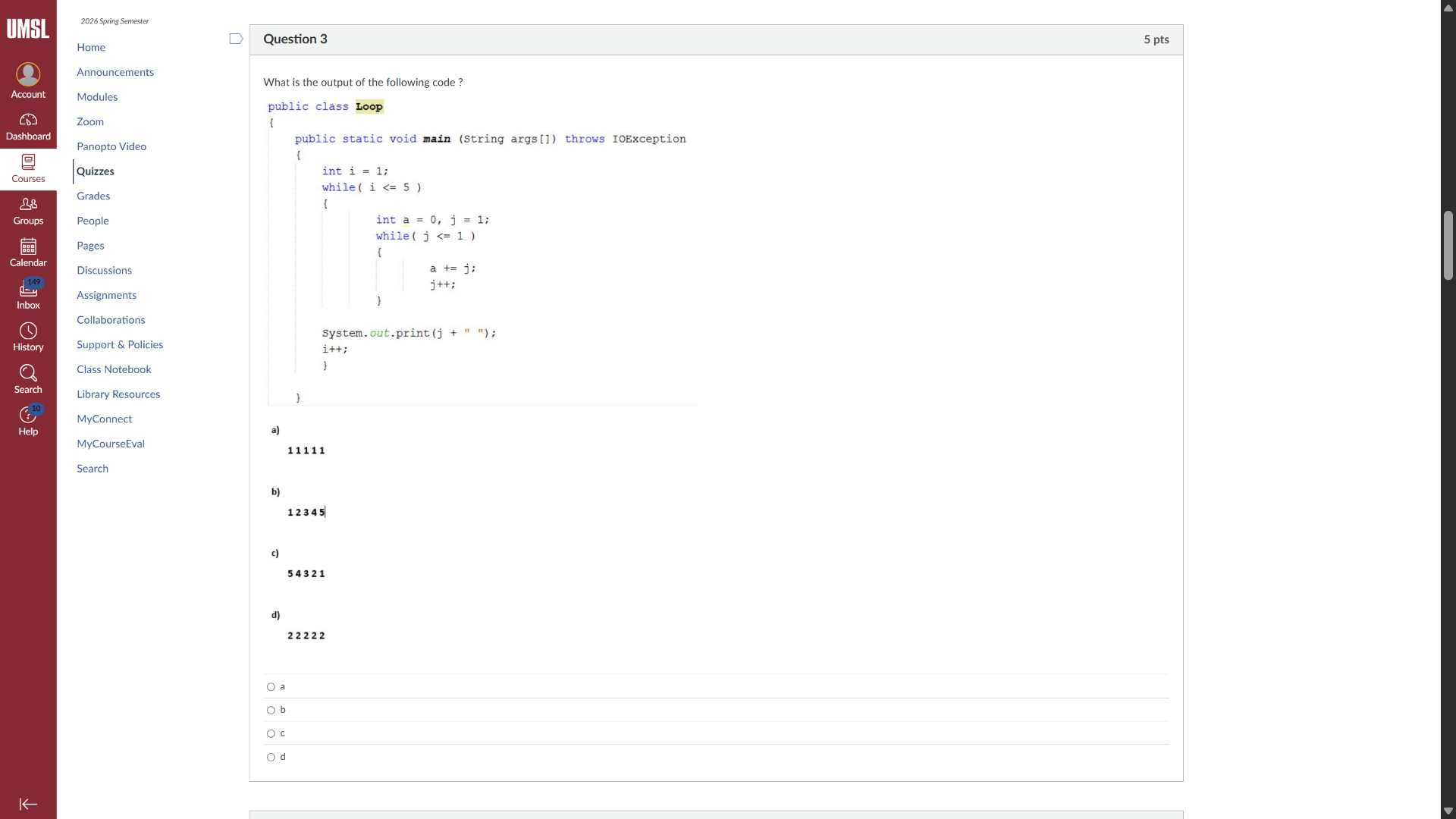 question 3 what is the output of the following code ? java public class…
