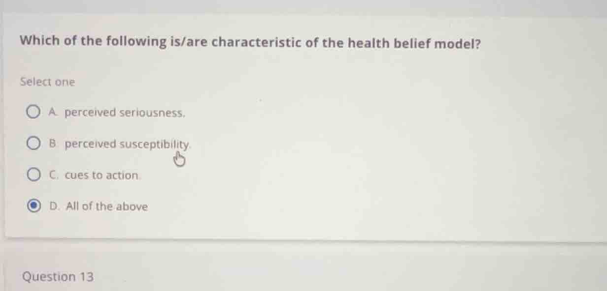 which of the following is/are characteristic of the health belief model…