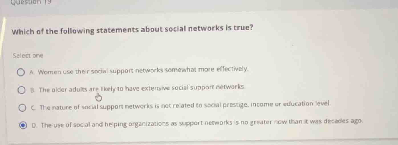 which of the following statements about social networks is true? select…