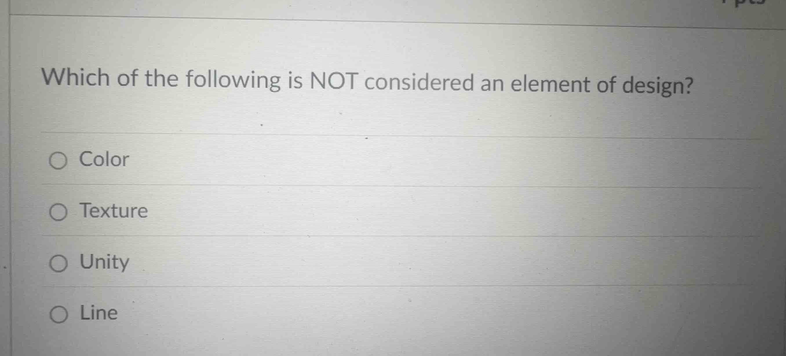which of the following is not considered an element of design? color te…