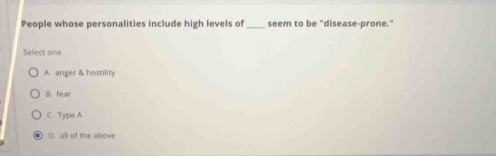 people whose personalities include high levels of ___ seem to be \disea…