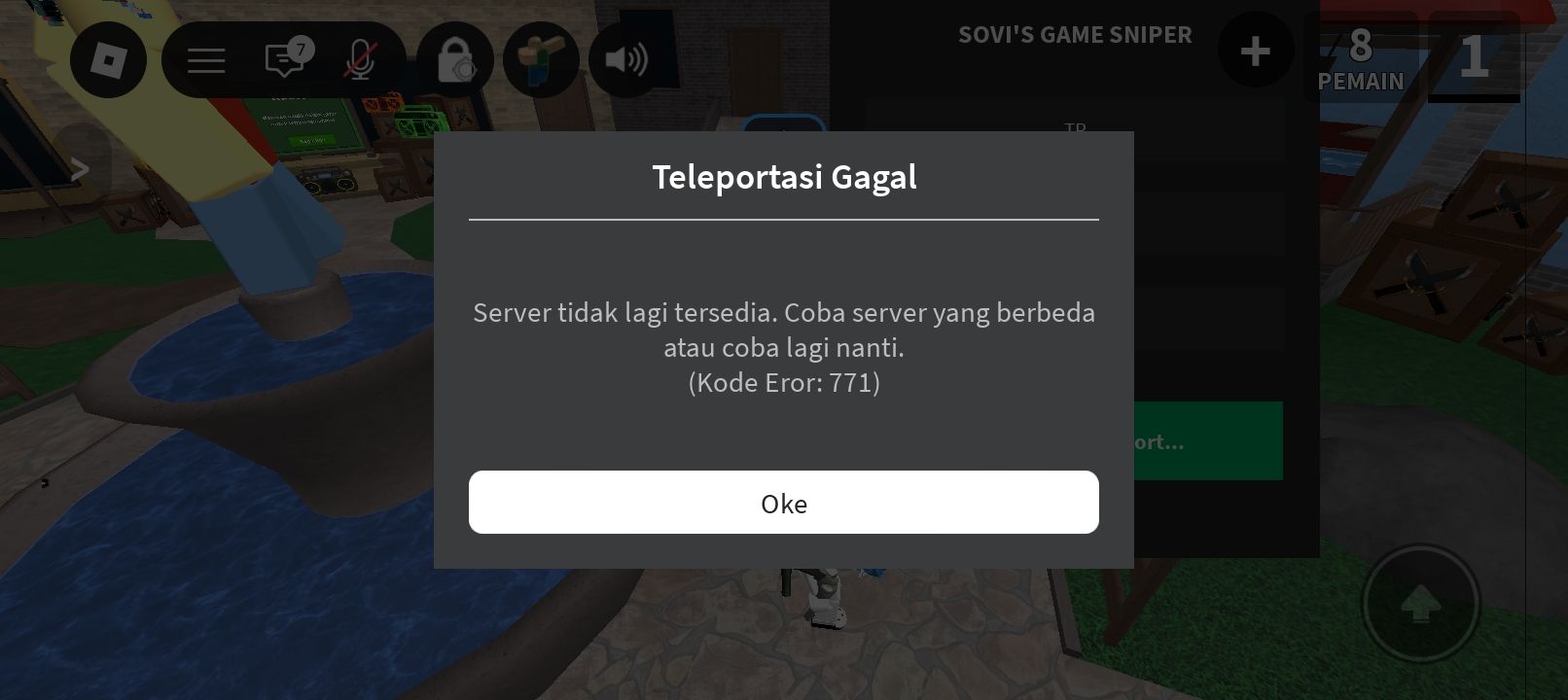 teleportasi gagal server tidak lagi tersedia. coba server yang berbeda …