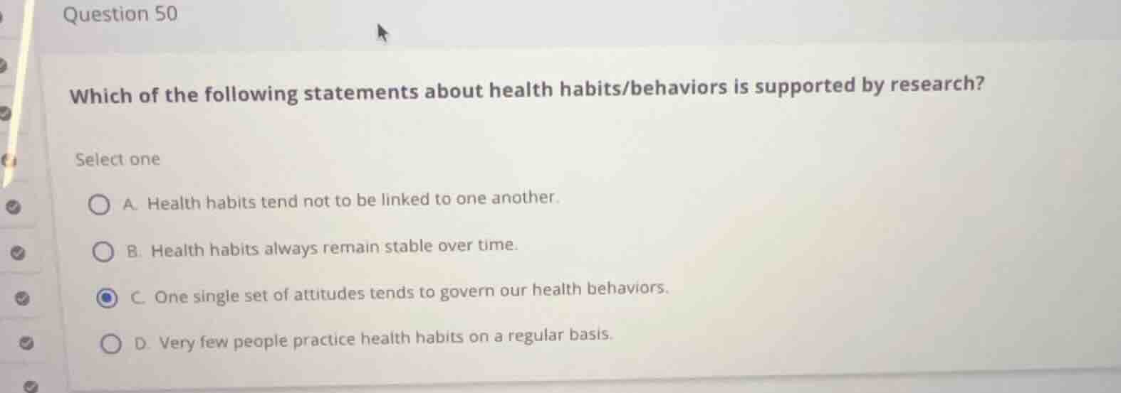 question 50 which of the following statements about health habits/behav…