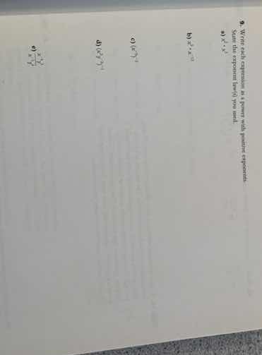 9. write each expression as a power with positive exponents. state the …