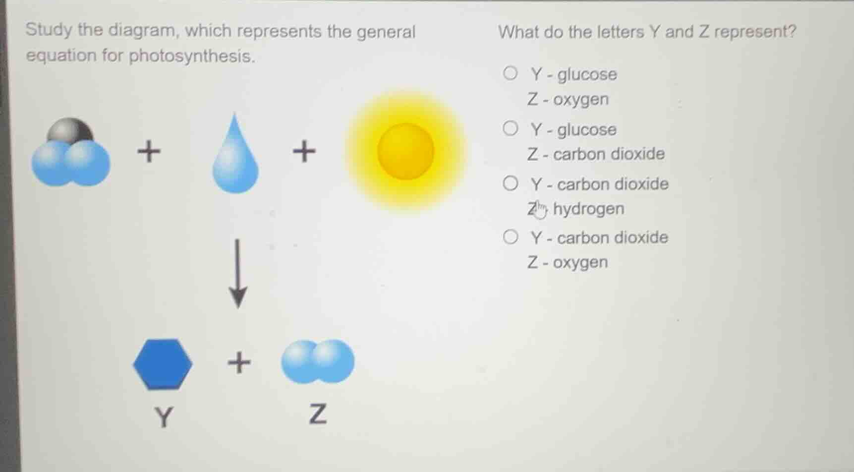 study the diagram, which represents the general equation for photosynth…