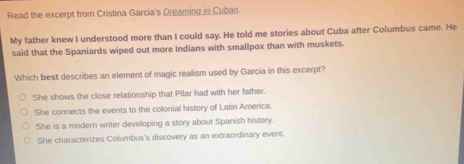 read the excerpt from cristina garcias dreaming in cuban. my father kne…