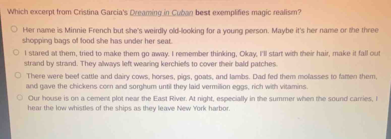 which excerpt from cristina garcias dreaming in cuban best exemplifies …