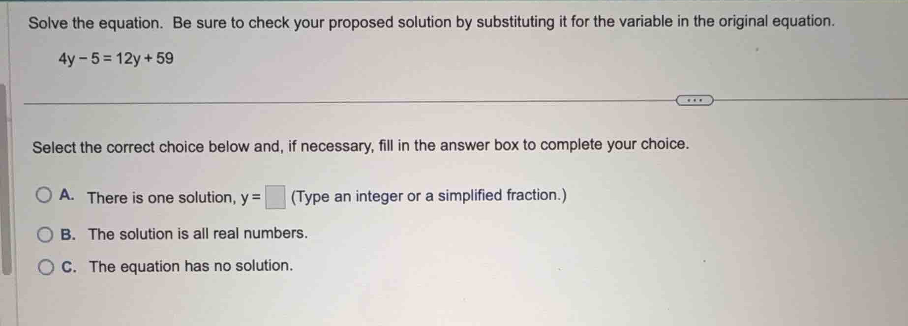 solve the equation. be sure to check your proposed solution by substitu…