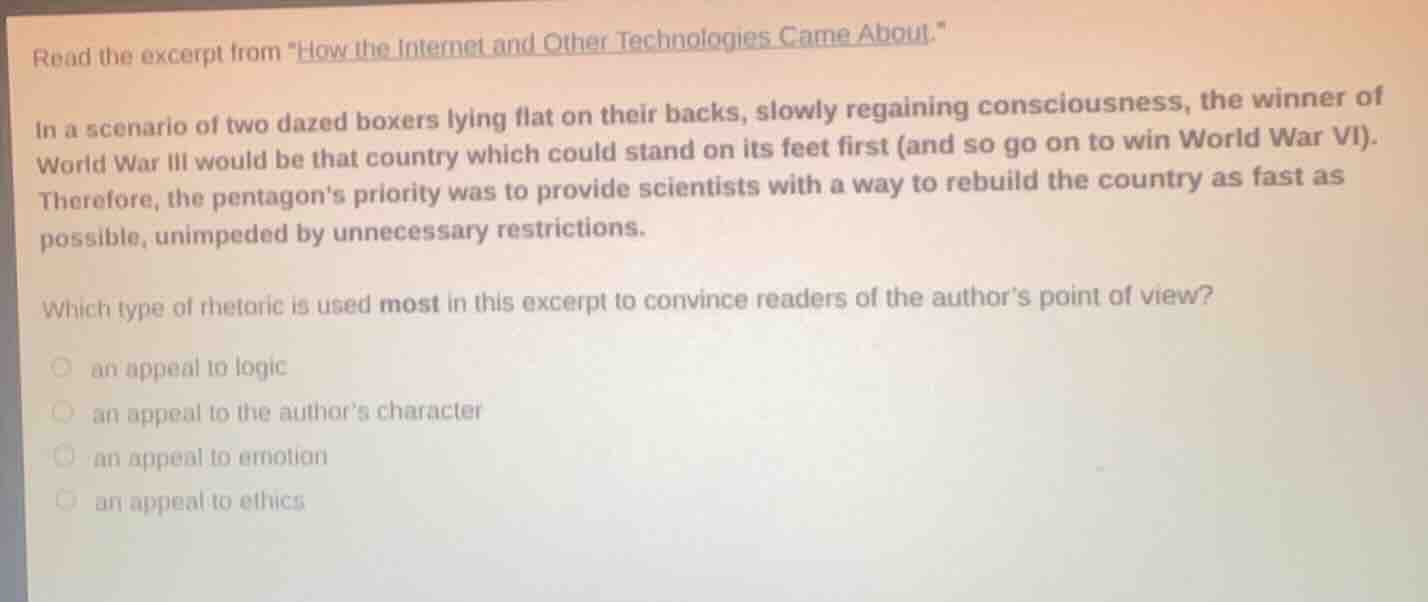 read the excerpt from \how the internet and other technologies came abo…