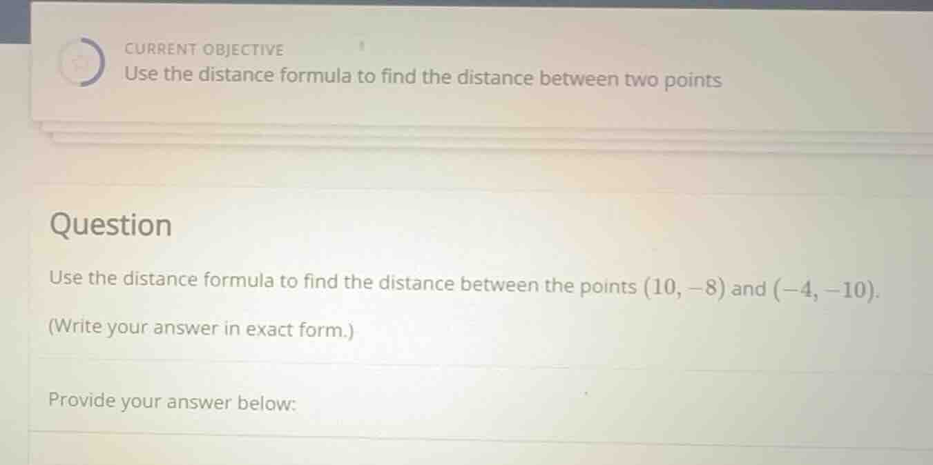 current objective use the distance formula to find the distance between…
